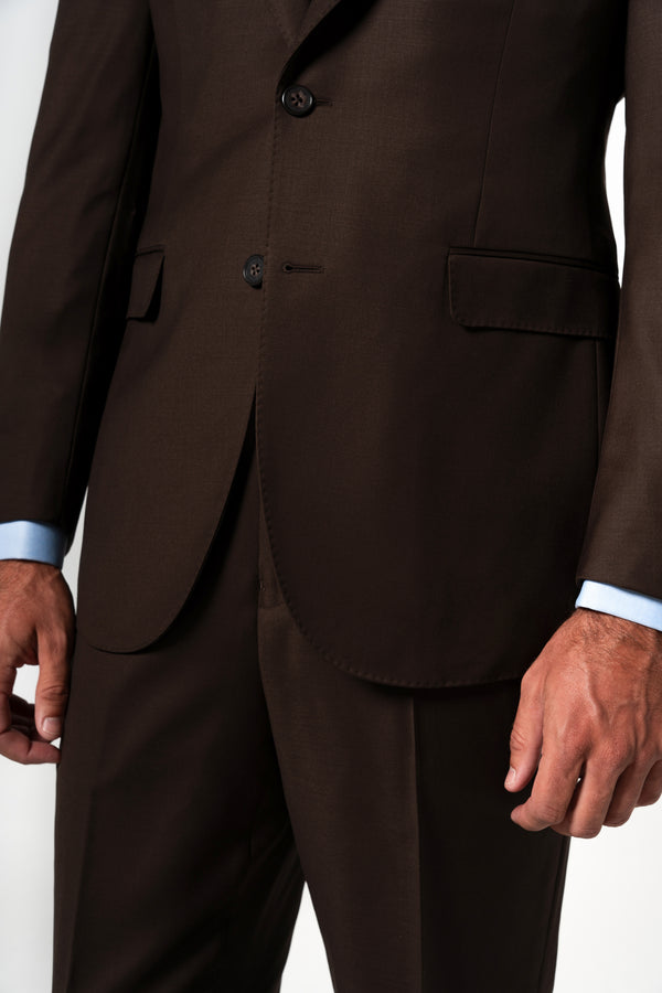 Plain Wool Chocolate Brown Suit