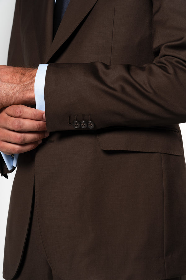 Plain Wool Chocolate Brown Suit
