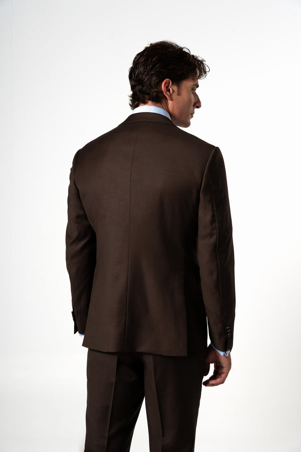 Plain Wool Chocolate Brown Suit