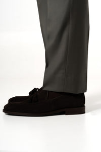Plain Wool Olive Green Tailoring Pants