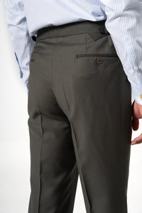 Plain Wool Olive Green Tailoring Pants