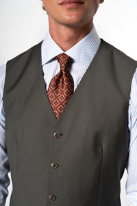 Plain Wool Olive Green Tailoring Vest Single