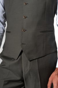 Plain Wool Olive Green Tailoring Vest Single