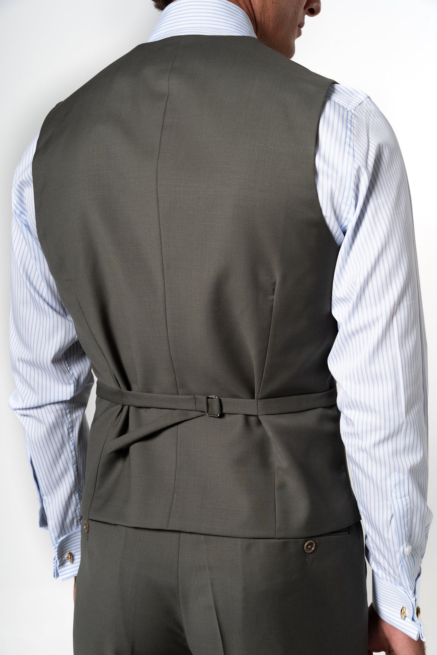 Plain Wool Olive Green Tailoring Vest Single