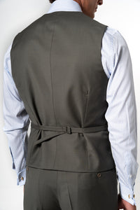 Plain Wool Olive Green Tailoring Vest Single