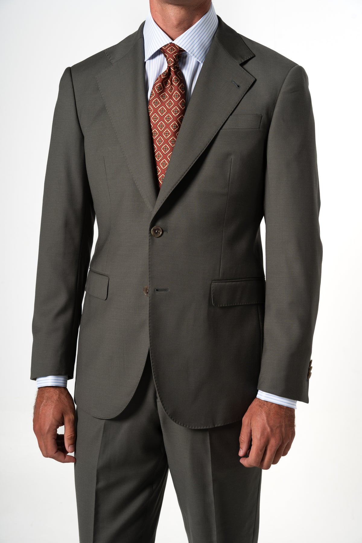 Plain Wool Olive Green Suit