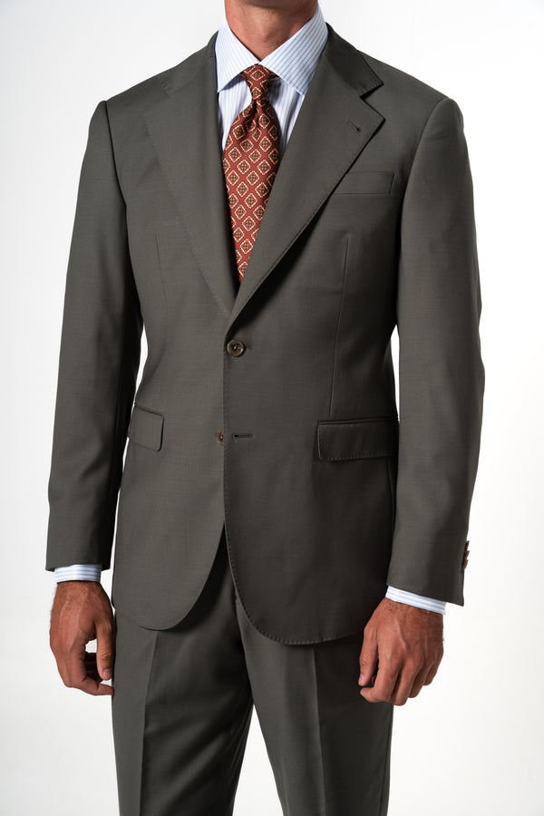 Plain Wool Olive Green Suit