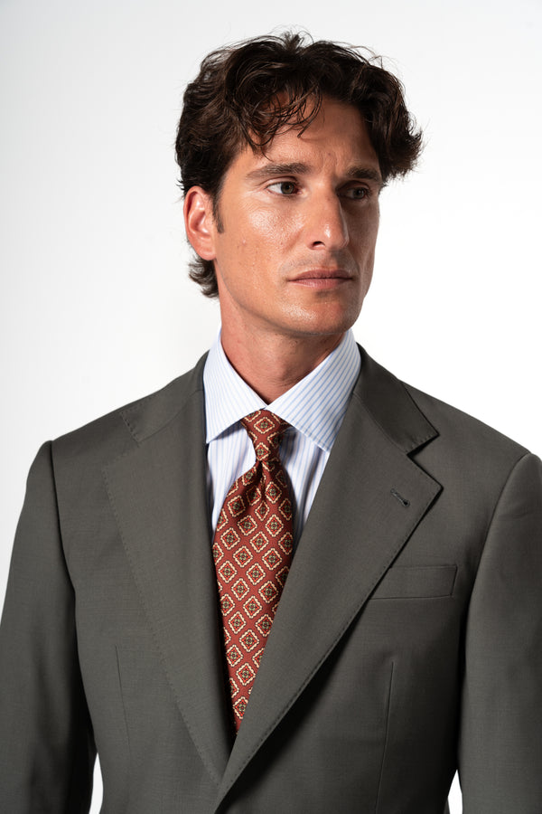 Plain Wool Olive Green Suit