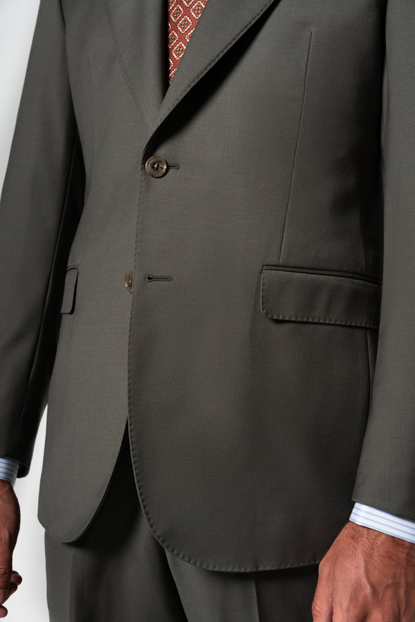 Plain Wool Olive Green Suit