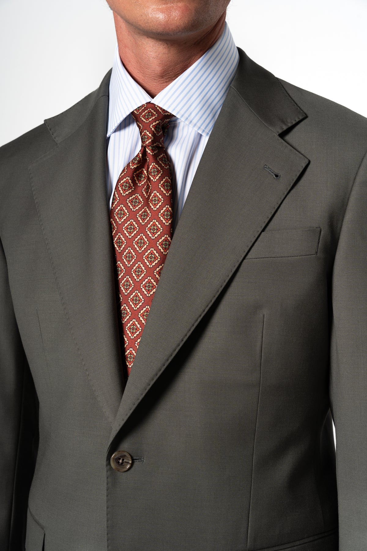 Plain Wool Olive Green Suit