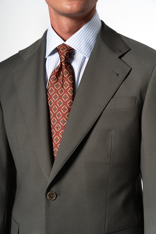 Plain Wool Olive Green Suit