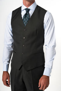 Plain Wool Dark Green Tailoring Vest Single