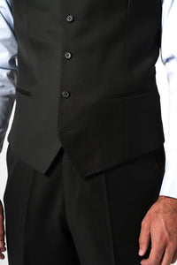 Plain Wool Dark Green Tailoring Vest Single