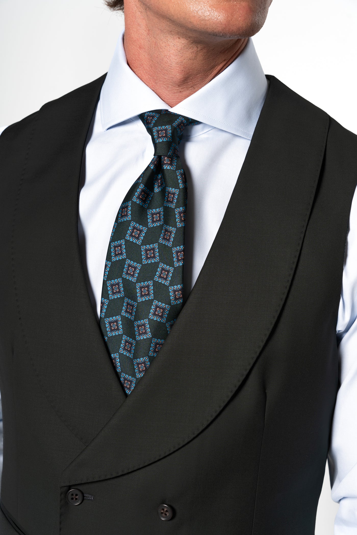 Plain Wool Dark Green Tailoring Vest Double