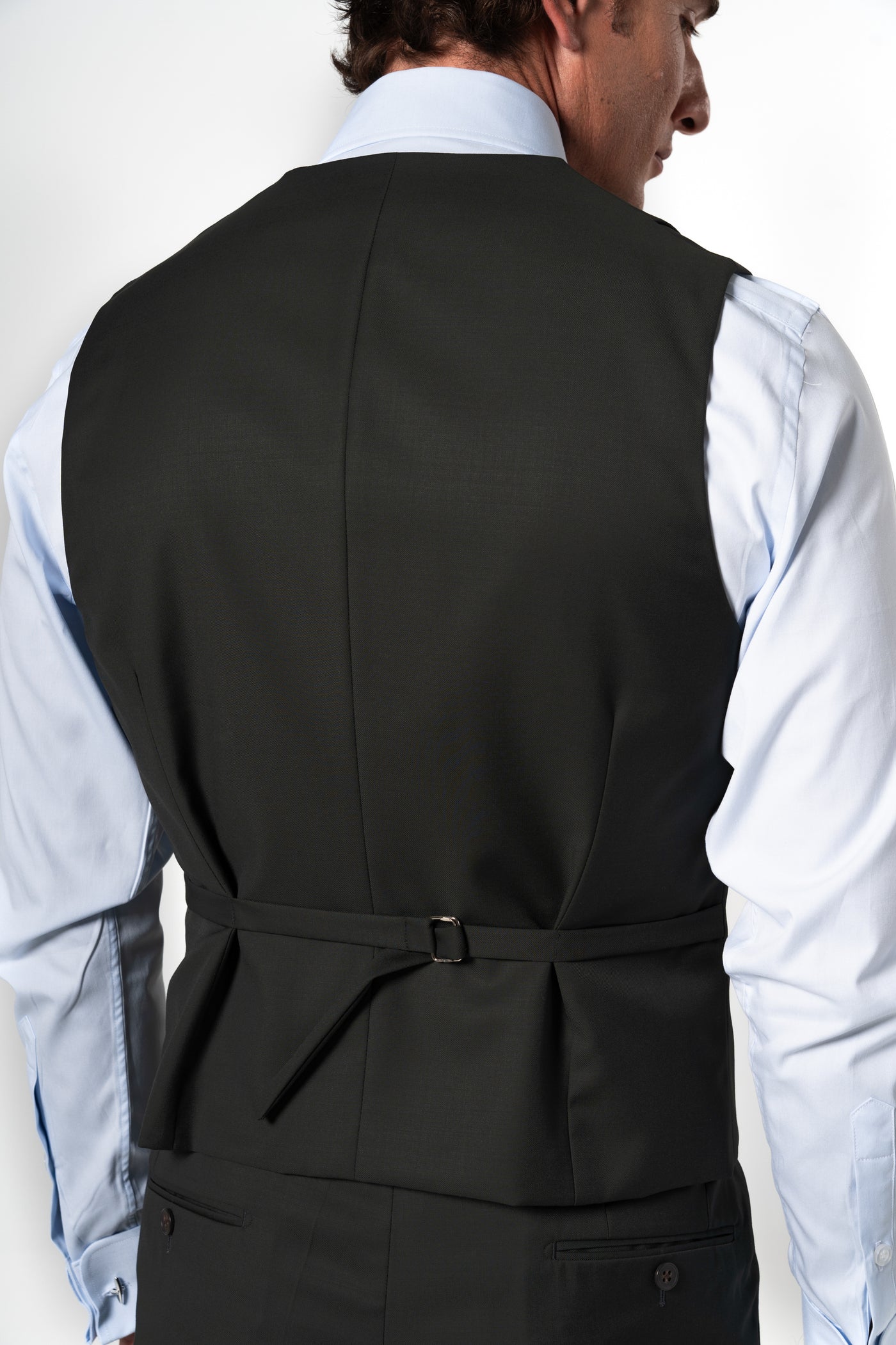 Plain Wool Dark Green Tailoring Vest Single