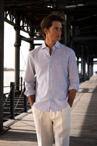 Navy Stripe Linen Shirt