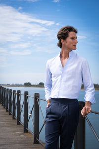 Light Blue Mao Linen Shirt