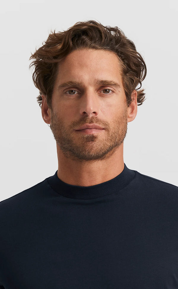 Deep Blue Hi-neck Cotton T-Shirt (Son of a Tailor)