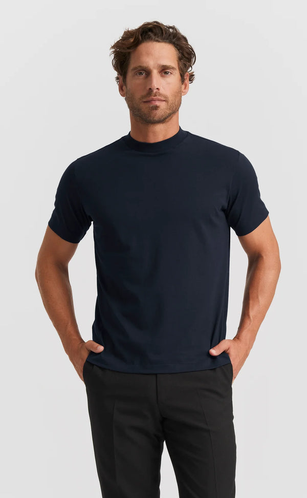 Deep Blue Hi-neck Cotton T-Shirt (Son of a Tailor)