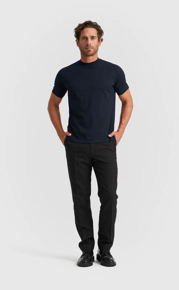 Deep Blue Hi-neck Cotton T-Shirt (Son of a Tailor)