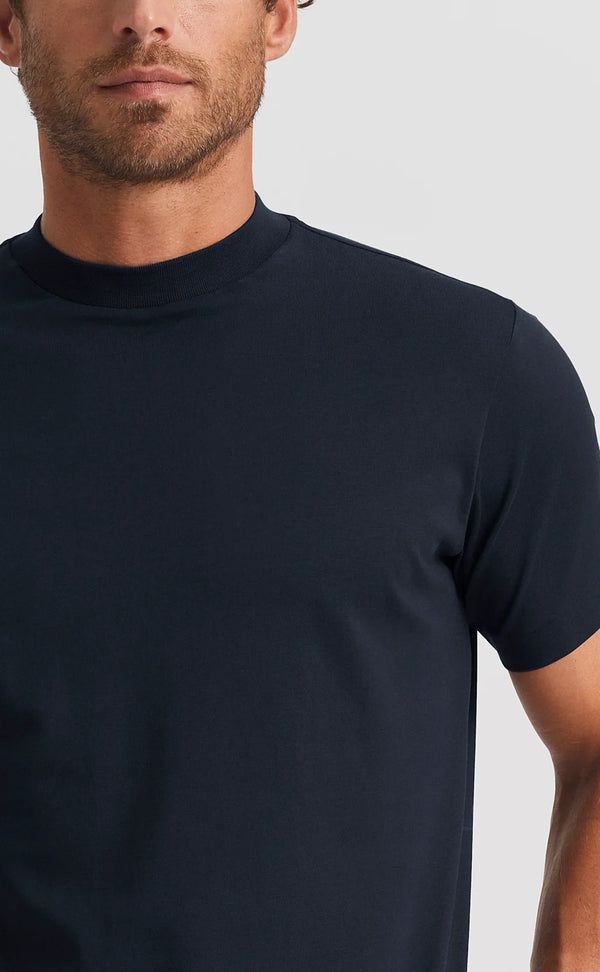 Deep Blue Hi-neck Cotton T-Shirt (Son of a Tailor)
