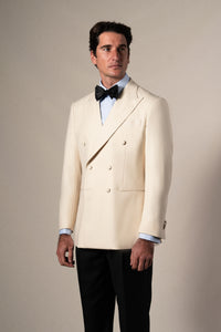 Off White Herringbone Tuxedo - Esmoquin a medida BUND