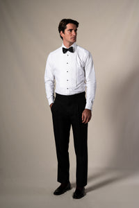 White Pleated Front Tuxedo Shirt - Camisa BUND