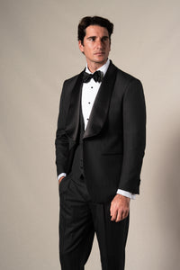 Black Herringbone 3 Pieces Tuxedo - Esmoquin a medida BUND