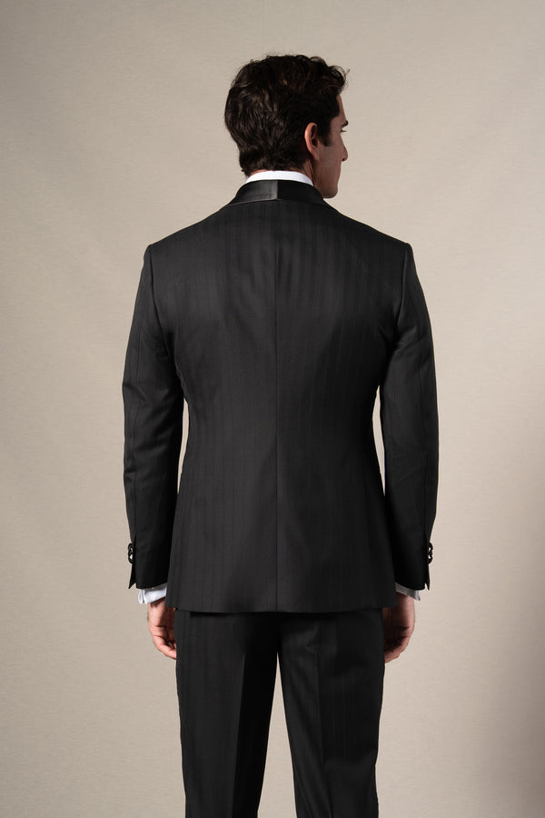 Black Herringbone 3 Pieces Tuxedo