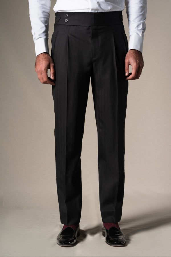 Black Herringbone 3 Pieces Tuxedo