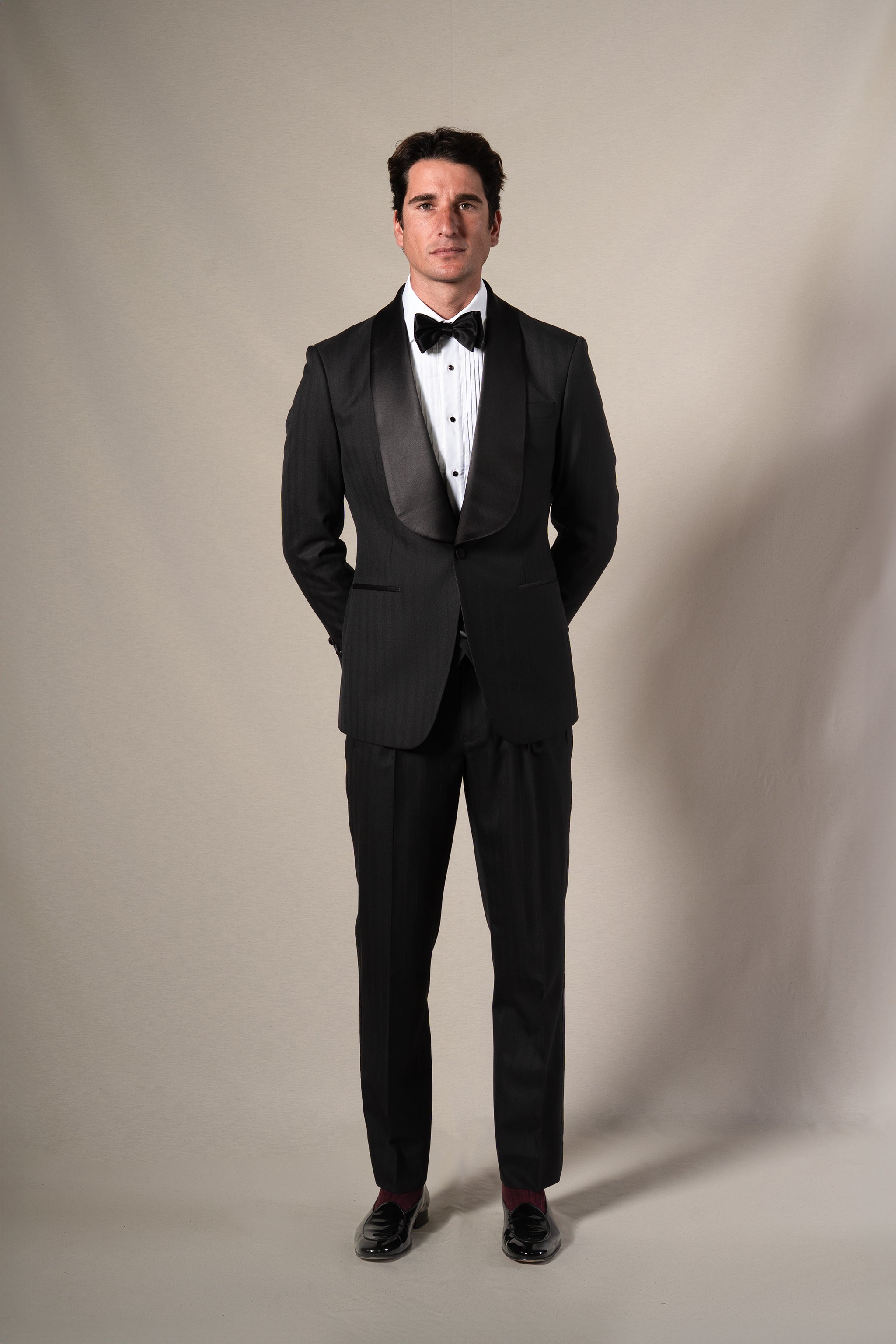 Black Herringbone 3 Pieces Tuxedo