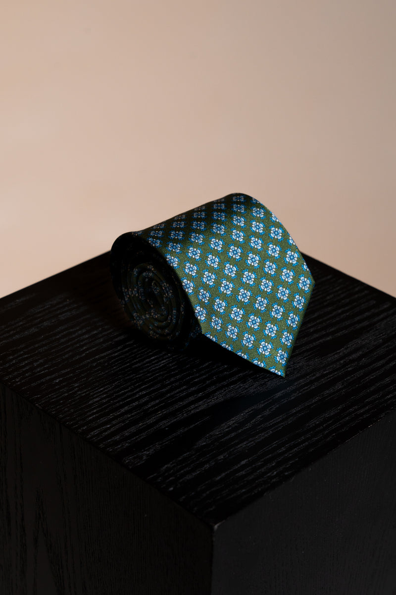 Corbata Flores Motivo Green