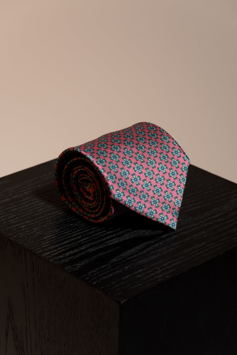 Corbata Flores Geométrico Rosa de seda - BUND
