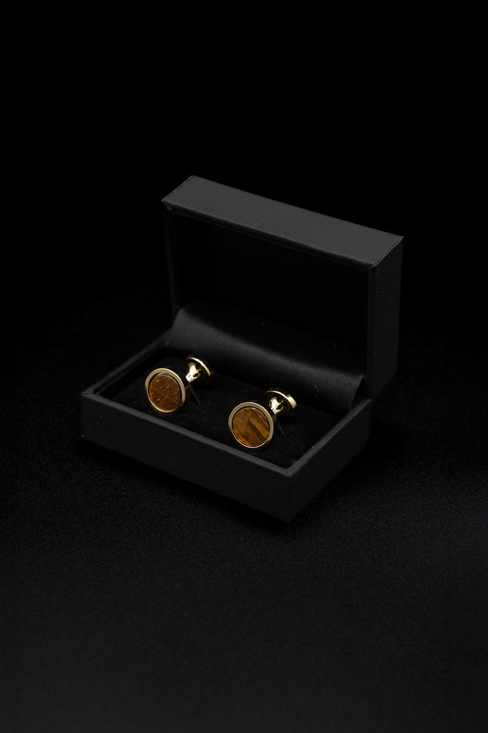 Gemelos Gold-Plated Tiger Eye