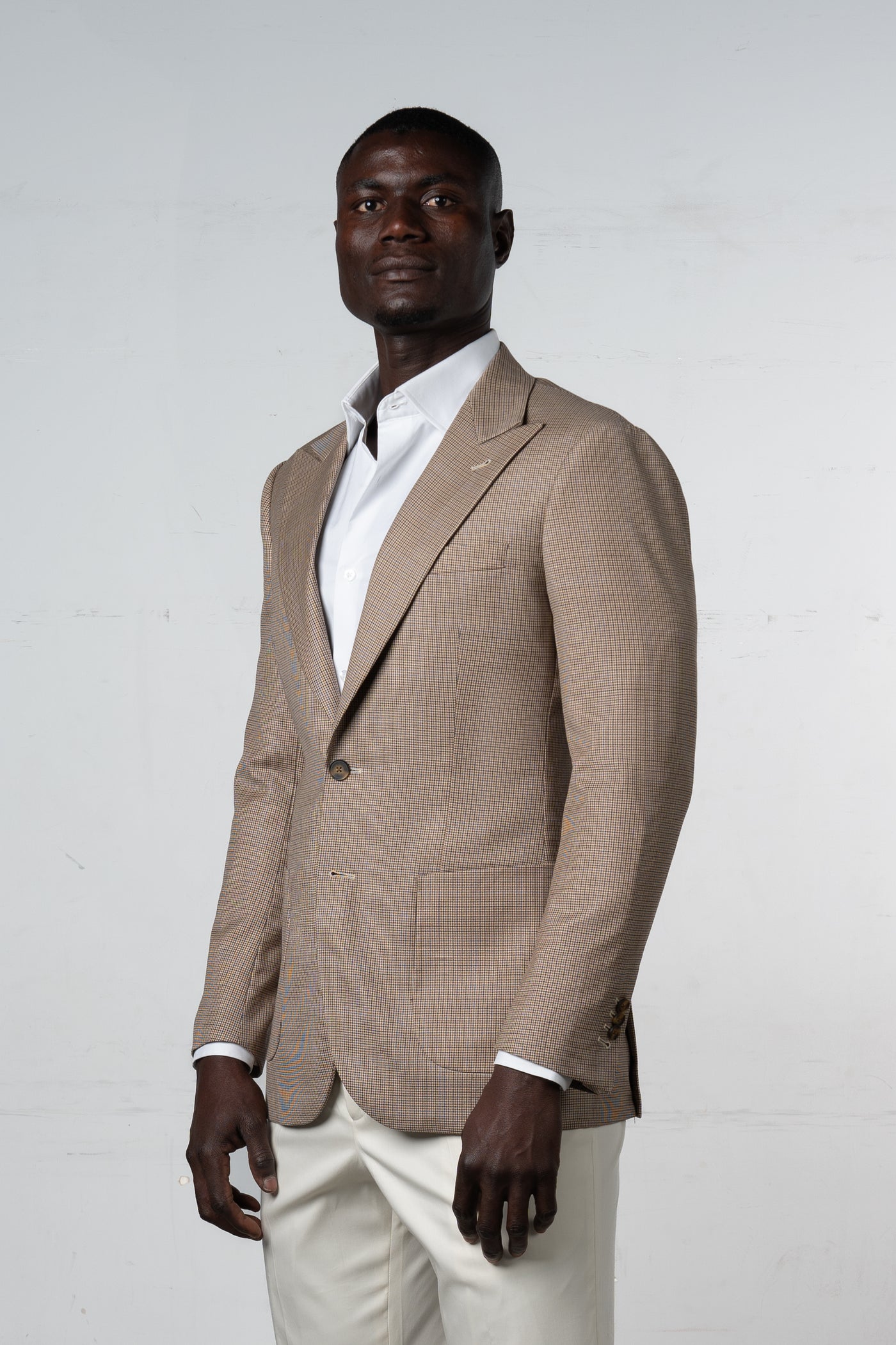 Houndstooth Light Brown Blazer - Blazer a medida BUND