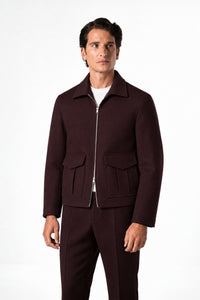 Burgundy Tropical Wool Flight Jacket