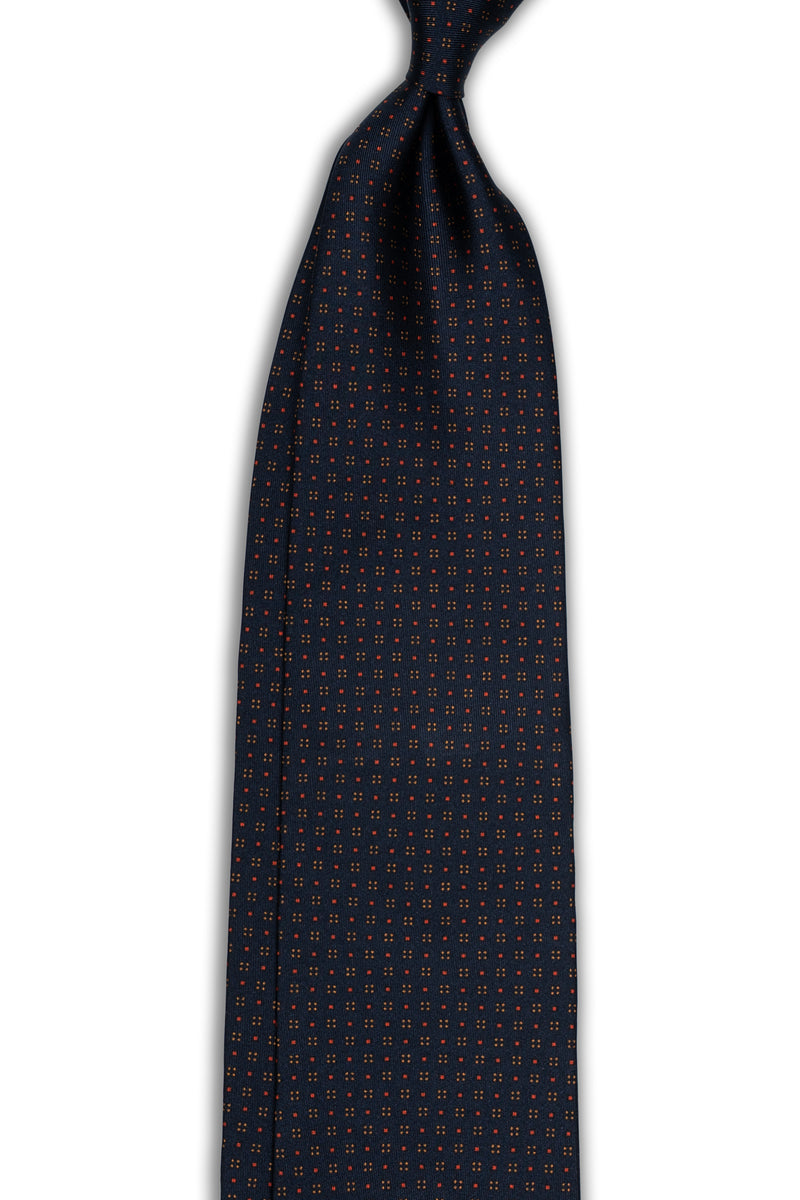 Mid Flowers 3 fold-tie - Navy Blue