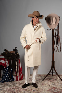 Ecru Herringbone Ranglan Coat - Abrigo a medida BUND