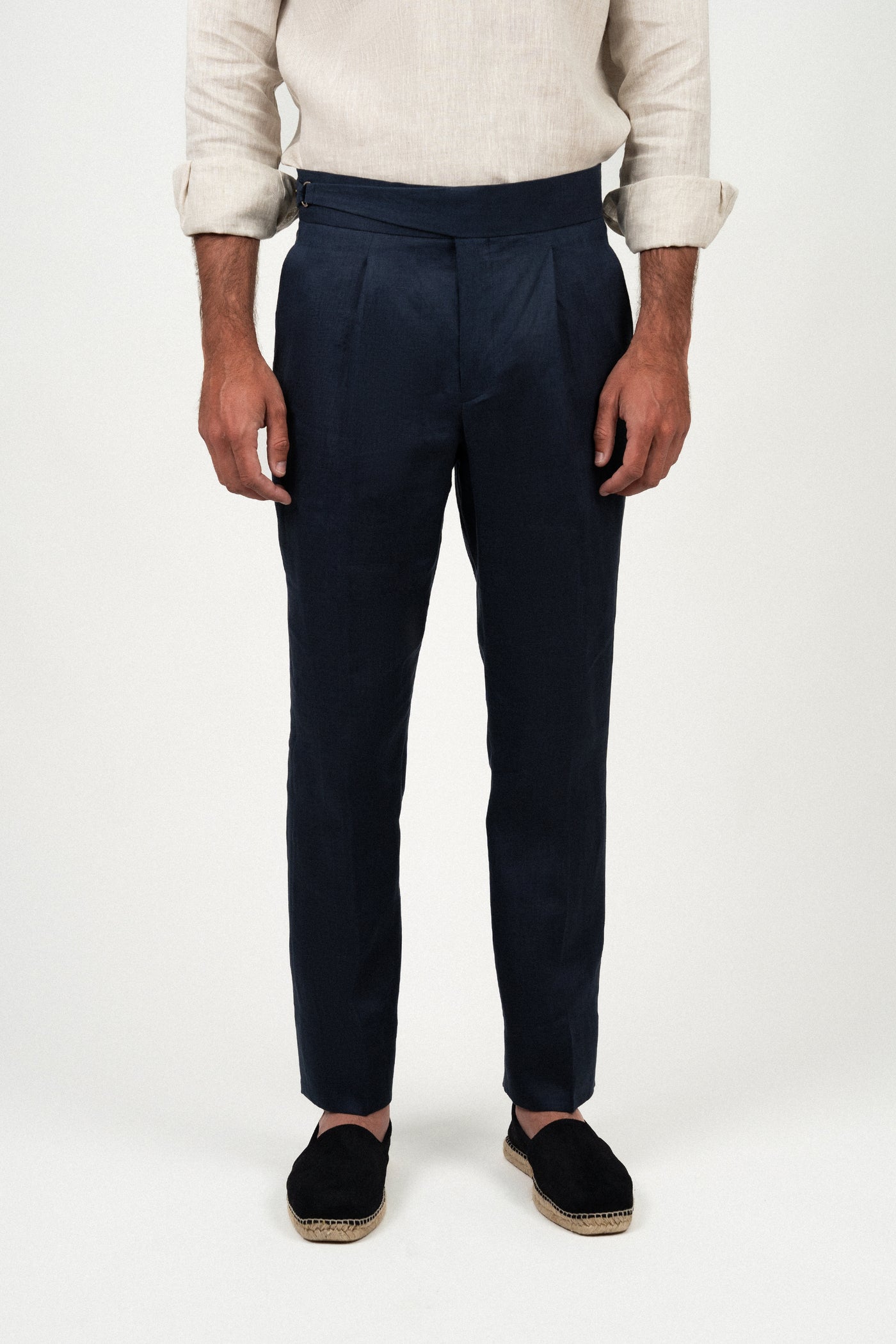 Pantalón Lino Soft Ghurka Navy - Pantalón a medida BUND