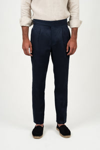 Pantalón Lino Soft Ghurka Navy - Pantalón a medida BUND