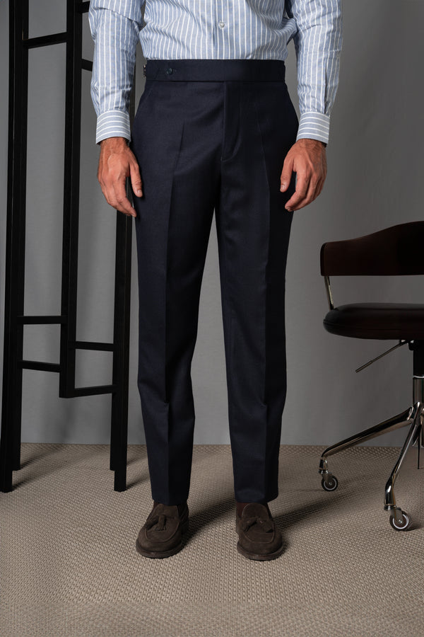 Flannel Dark Navy Wool Casual Pants