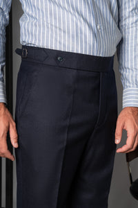 Flannel Dark Navy Wool Casual Pants