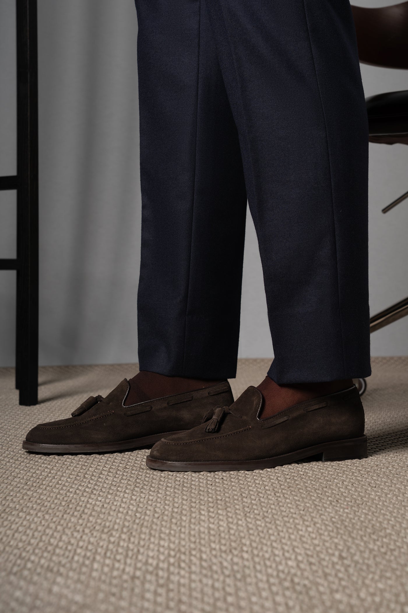 Flannel Dark Navy Wool Casual Pants
