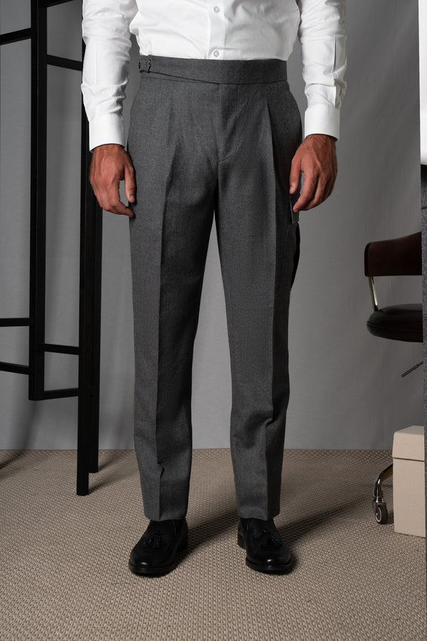 Flannel Light Gray Wool Casual Cargo Pants