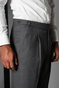 Flannel Light Gray Wool Casual Cargo Pants