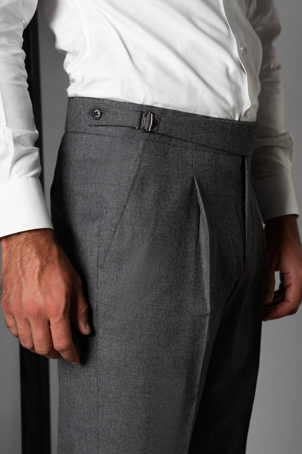 Flannel Light Gray Wool Casual Cargo Pants