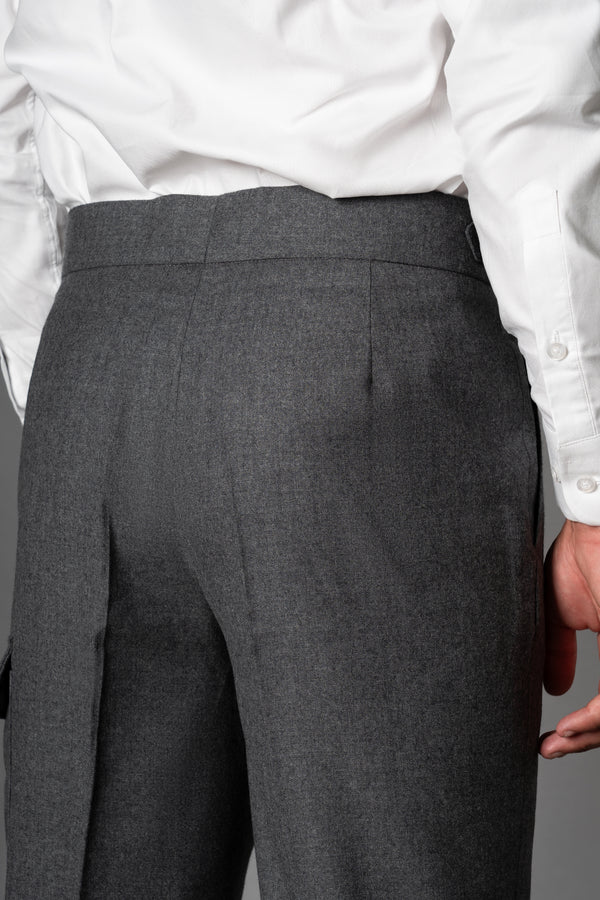 Flannel Light Gray Wool Casual Cargo Pants