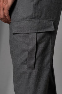 Flannel Light Gray Wool Casual Cargo Pants