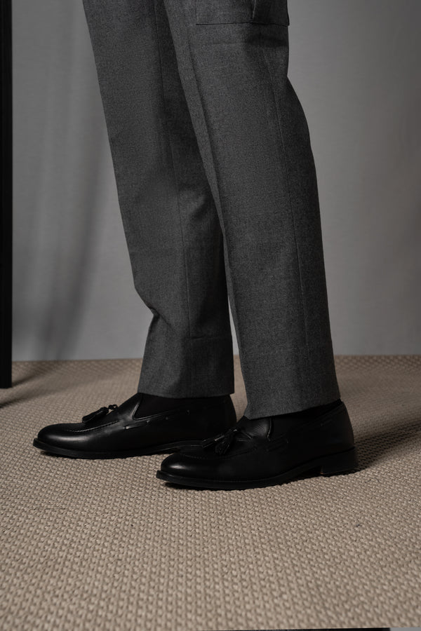 Flannel Light Gray Wool Casual Cargo Pants