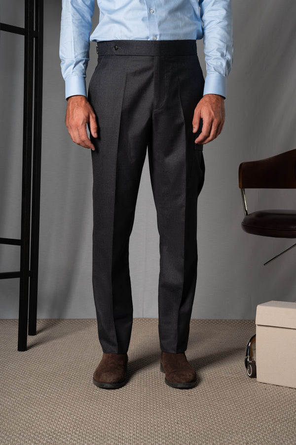 Flannel Stone Gray Wool Casual Cargo Pants